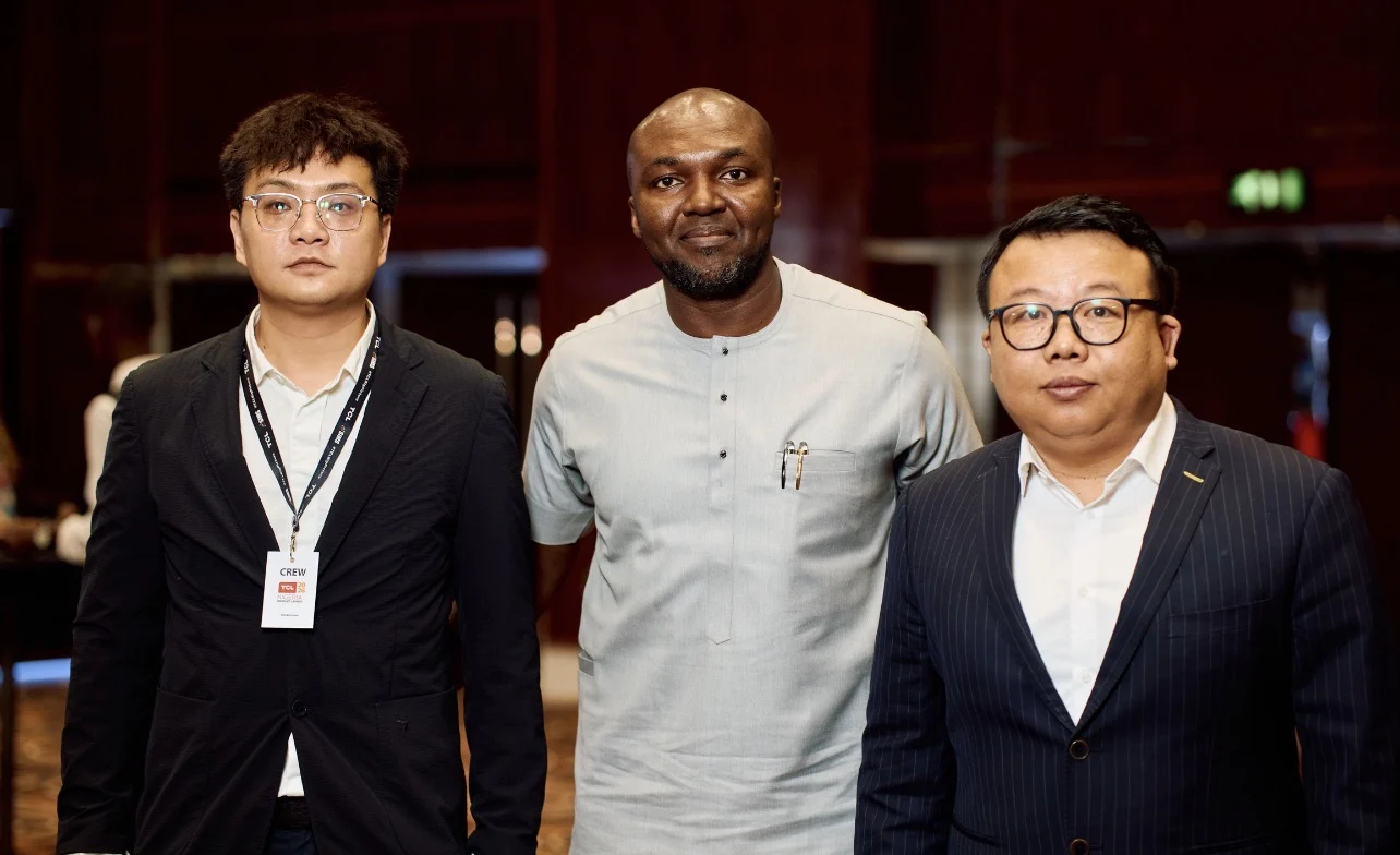 L-R Country Manager TCL Nigeria, Victor Lui; CEO/MD SIMS Nigeria, Ike Eyisi and General Manager TCL west Africa, Daniel Ray at the TCL Nigeria Product Launch held in Lagos