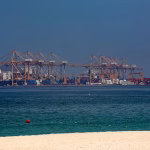 Ships anchor at Khor Fakkan Port, in Khor Fakkan, United Arab Emirates on 7 July. Photograph: Ali Haider/EPA