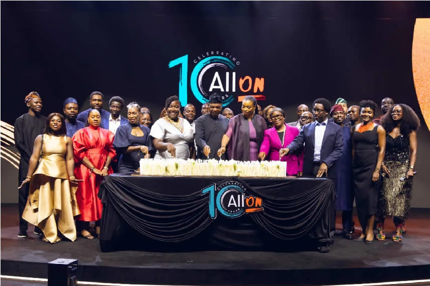 Cross section of management and staff of All On Partnerships for Energy Access Limited (All On) during the company's 10th Anniversary Dinner & Fireside Chat in Lagos