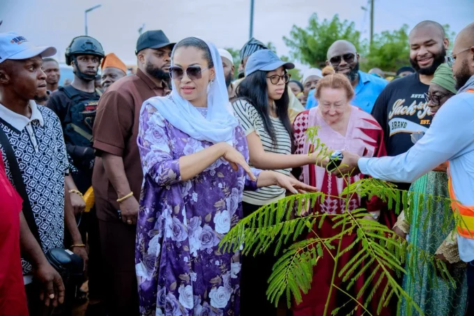 Senator Natasha Akpoti-Uduaghan and members of her team at the tree planting ceremony in Kogi. Photo: Natasha Media Office