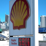 FILE: In an aerial view, gas prices nearing $6.00 a gallon are displayed at a Shell gas station on February 23, 2022 in San Francisco, California. Justin Sullivan/Getty Images/AFP